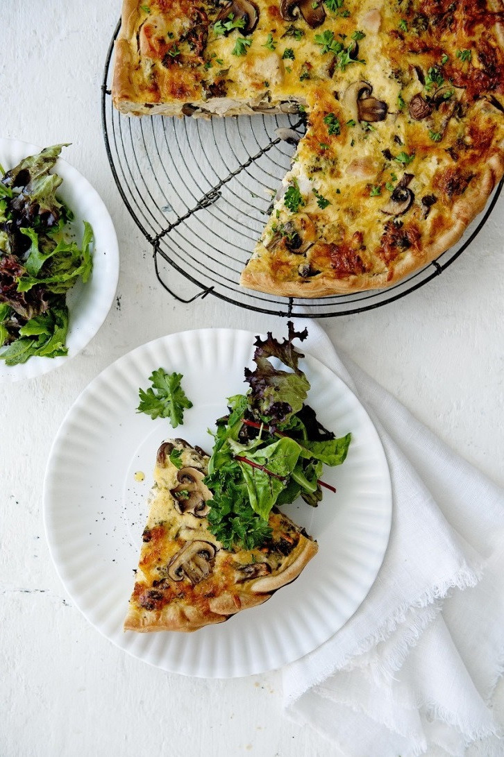 Quiche met kip en champignons