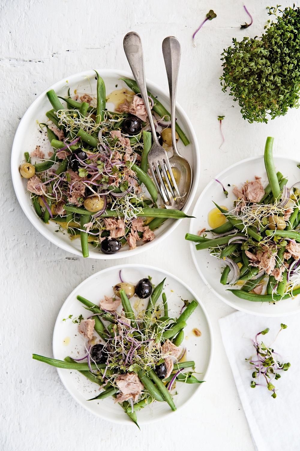 Salade van sperziebonen, tonijn & kiemgroenten Gezond Idee gezond smullen 