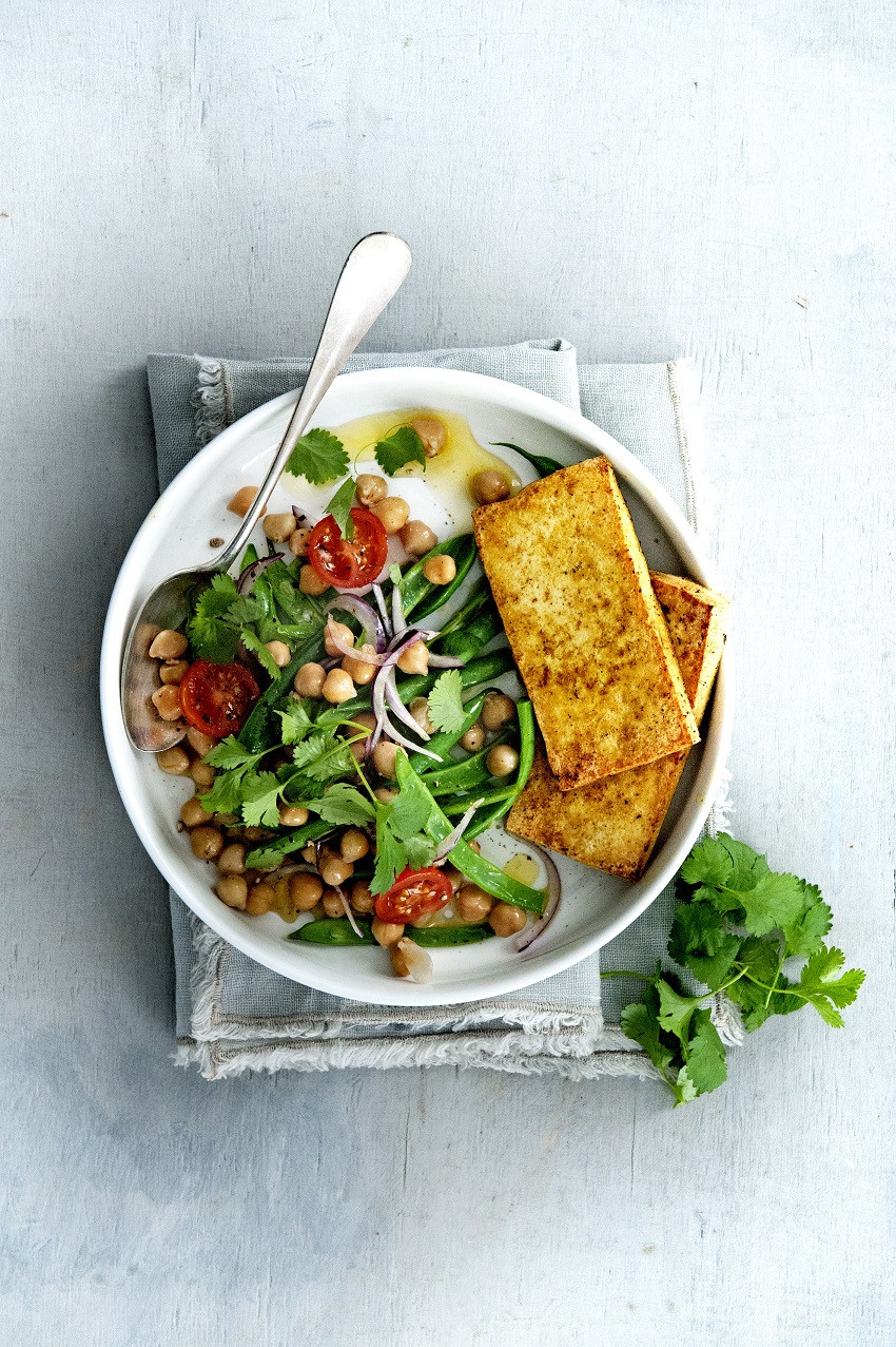 Peulvruchtensalade met gebakken tofu, vegetarische salade, eiwitrijke salade,  schijf van vijf Gezond Idee Maastricht UMC+